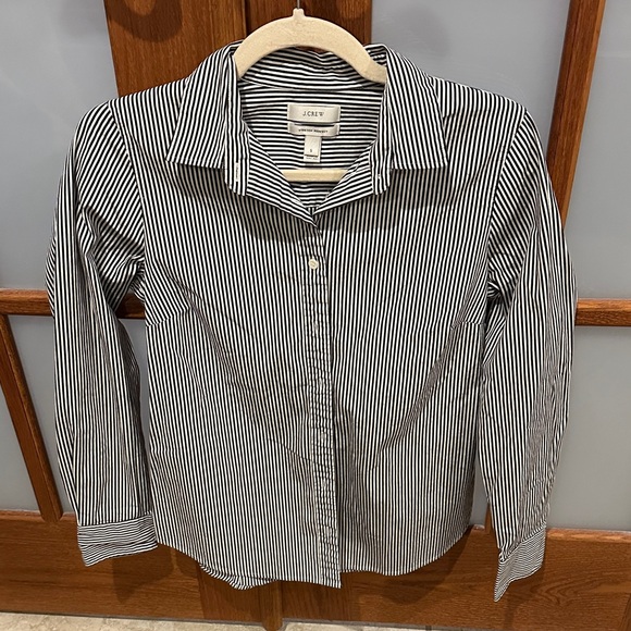 J. Crew Black and White Narrow Stripe Button-Down Shirt - Picture 3 of 7